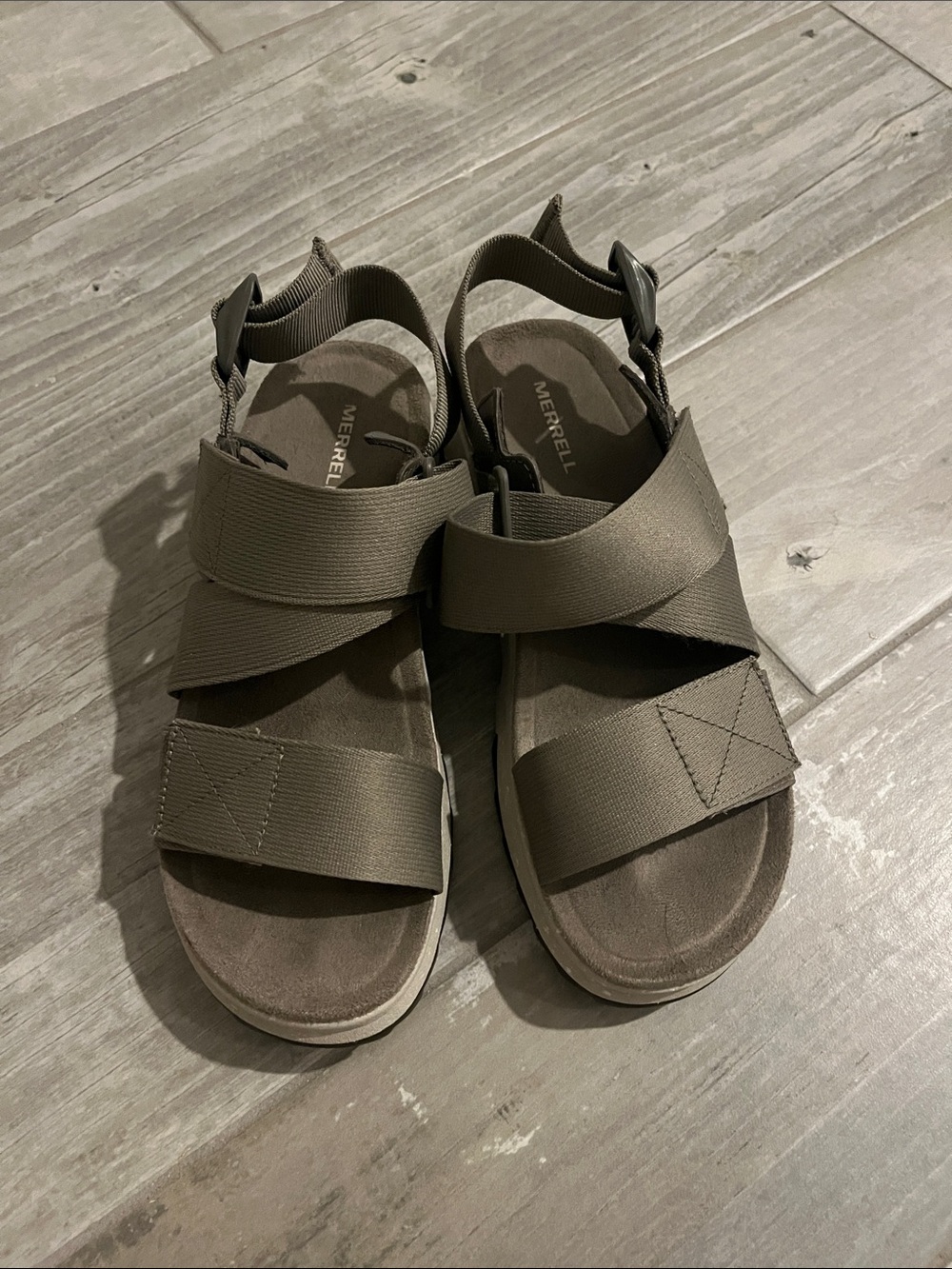 Merrell Olive Green Strappy Hook-and-Loop Sandals